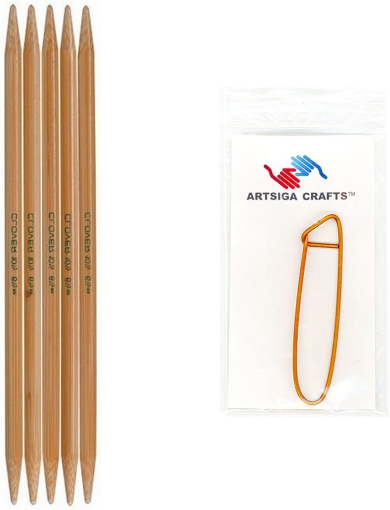 Clover Bamboo Knitting Double 7 sz7 Notion, Brown, 5 Count