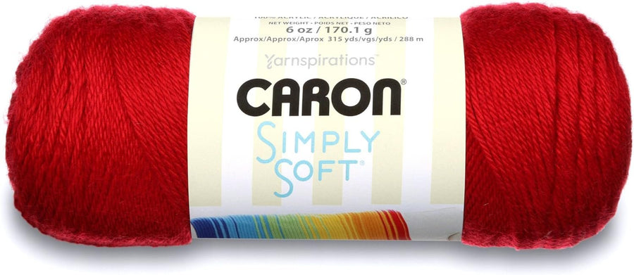 Caron Simply Soft Solids Yarn, 6oz, Gauge 4 Medium, 100% acrylic - Harvest Red - Machine Wash & Dry