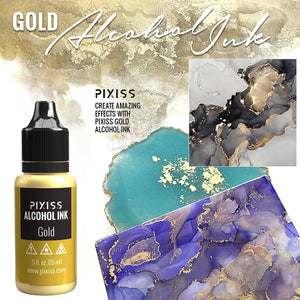 Pixiss Metallic Alcohol Ink Set - Silver and Gold Metallic Alcohol Ink Mixatives, 5oz Metallic Alcohol Pigment Resin Dye, Alcohol Inks for Epoxy Resin, Metallic Mixative for Yupo and Tumbler Cups