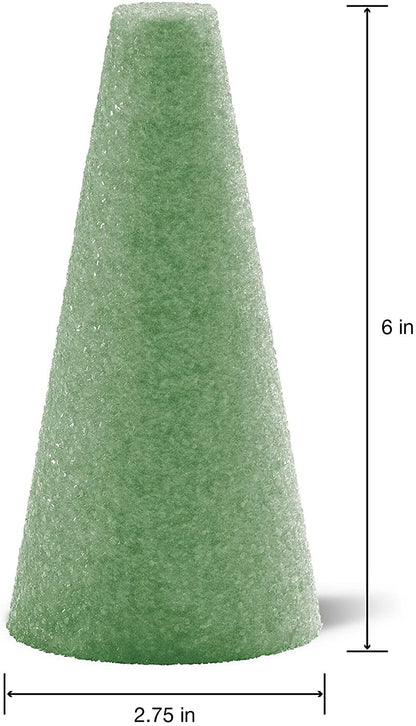 FloraCraft C63GS Styrofoam Cones 6"X3" 2/Pkg-Green