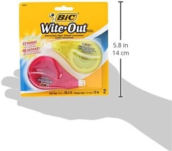 BIC Wite-Out Brand EZ Correct Correction Tape, 39.3 Feet, 2-Count Pack of white Correction Tape, Fast, Clean and Easy to Use Tear-Resistant Tape Office or School Supplies