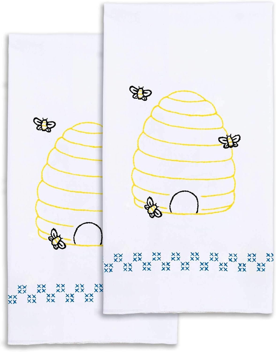 Jack Dempsey BEE HIVE Hand Towels, White