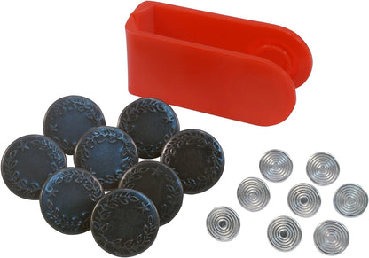 SINGER 00841 Jean Buttons Kit, 8 Sets with Tool Blue