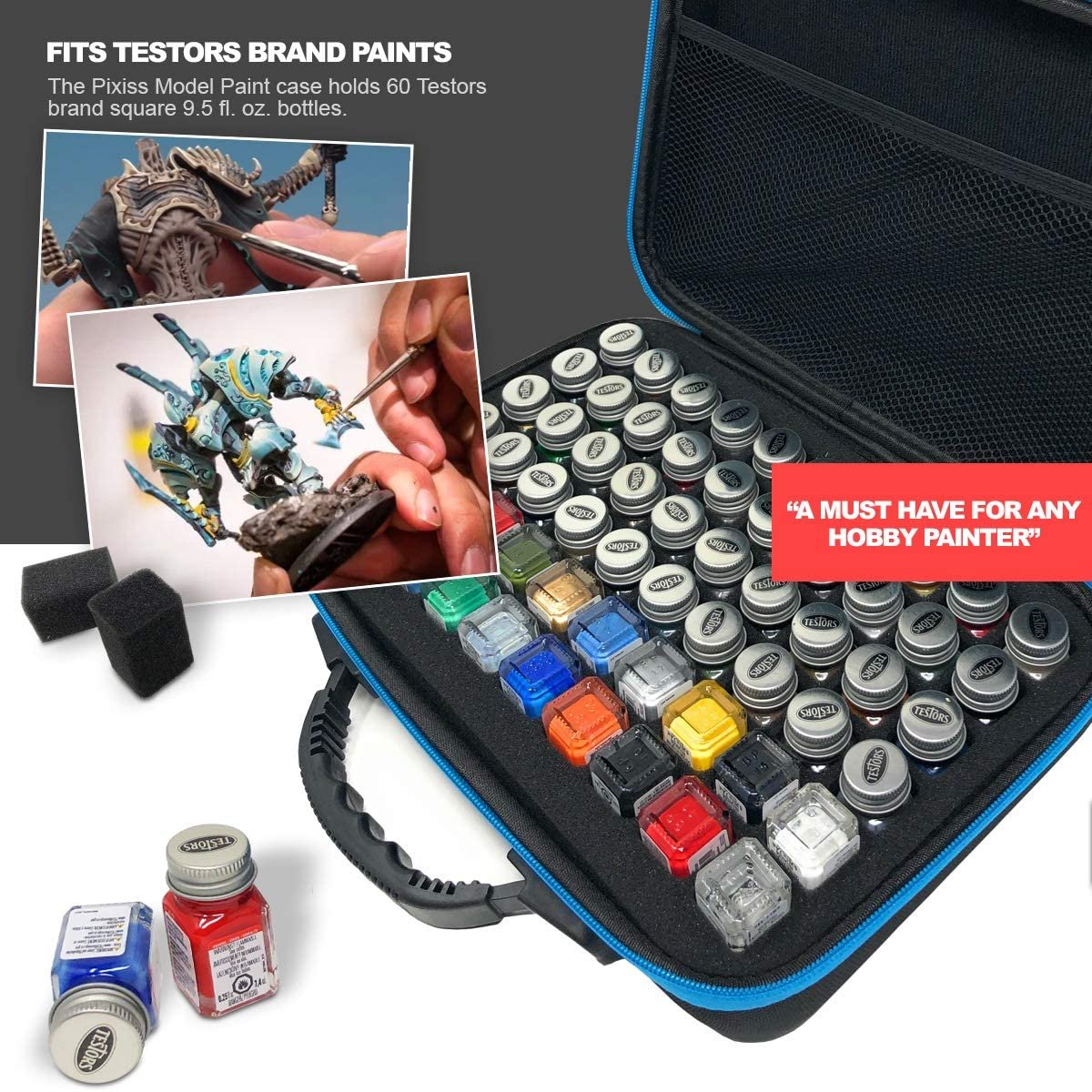 PIXISS Model Paints Storage Case (60 & 30 Count) Square