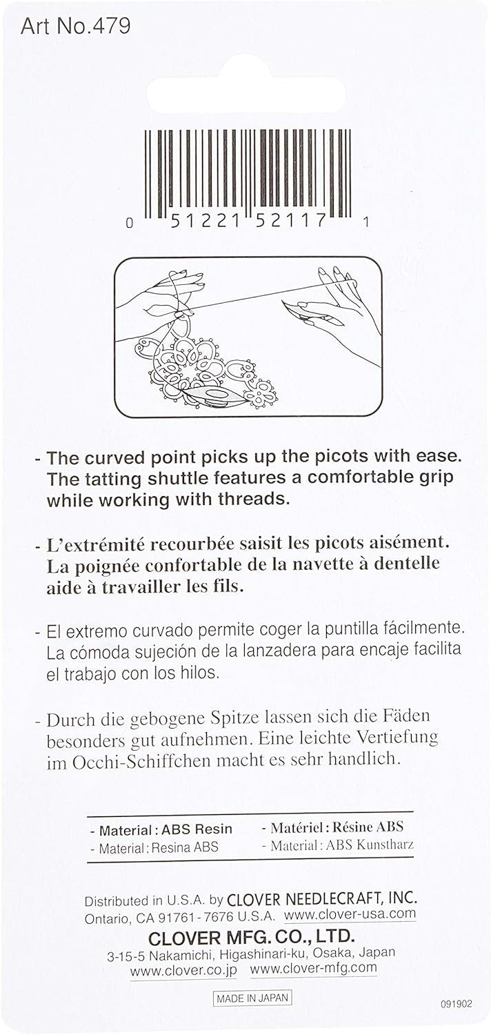 Clover Tatting Shuttles Arts Supplies, 6" Height x 3" Length x 0.5" Width, Pink, Blue