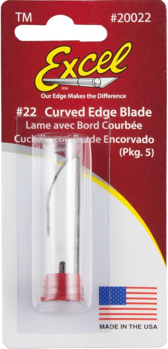 Excel Blades #22 Curved Edge Blade, 5 Pack, American Made Replacement Hobby Blades