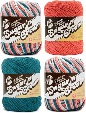 Bulk Buy: Lily Sugar 'n Cream Limited Edition 100% Cotton Yarn (Coordinated 4-Pack) (Psychedelic, Hot Pink, Mod Green)