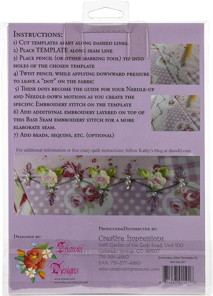 Creative Impressions Embroidery Stitch Template Set-5/Pkg, 5/Pkg
