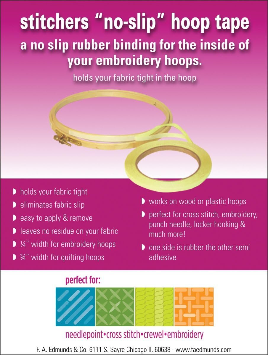 Edmunds EHT-1 Stitchers No-Slip Hoop Tape Yellow, 1/4-inch by 3-Yard
