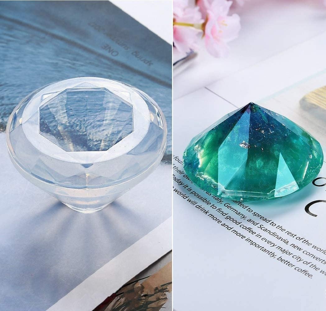 Pixiss Gem Stone Resin Molds 7Pcs Silicone Quartz Crystal Molds for Resin,Multi-Facet Gemstone Resin Molds,Epoxy UV Resin Molds for Resin Jewelry,Resin Art Craft