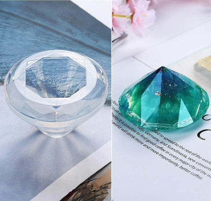 Pixiss Gem Stone Resin Molds 7Pcs Silicone Quartz Crystal Molds for Resin,Multi-Facet Gemstone Resin Molds,Epoxy UV Resin Molds for Resin Jewelry,Resin Art Craft