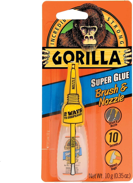 Gorilla Super Glue with Brush & Nozzle Applicator, 10 Gram, Clear, (Pack of 1)