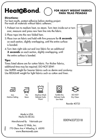 HeatnBond Hem Iron-On Adhesive, Regular Weight, White