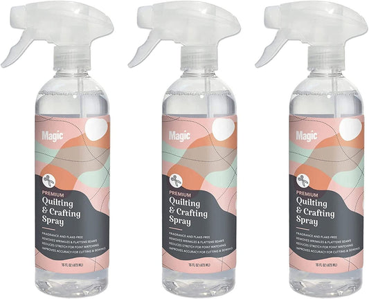 Magic Premium Quilting Crafting Spray Bottle – Fabric Spray for Cutting, Creasing, and Sewing Wrinkle Spray (16oz Trigger)