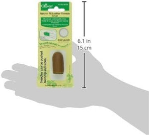 Clover Natural Fit Leather Thimble Small, Lt. Brown