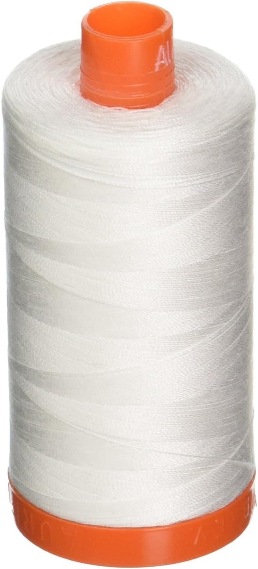 Aurifil A1050-2021 Mako Cotton Thread Solid 50WT 1422Yds Natural White
