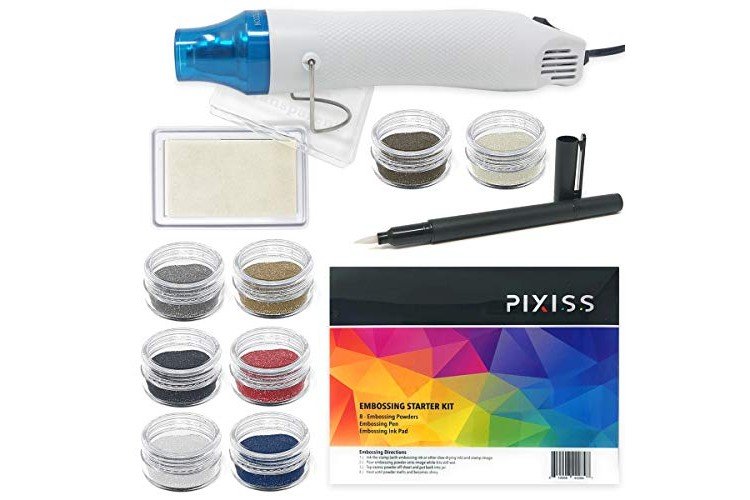 Embossing Kit with Heat Tool Bundle, Embossing Powders, Complete Embossing Starter Kit, Clear Embossing Pen, Embossing Ink Pad, 8X 10ml Embossing Powders for Crafts