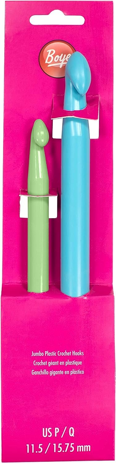 Wrights Boye Products Boye 74492 Jumbo Plastic Crochet Hook Set, Sizes P16 & Q