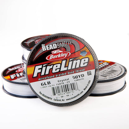 The Beadsmith Fireline by Berkley – Micro-Fused Braided Thread – 6lb. Test.006”/.15mm Diameter, 50 Yard Spool, Crystal Color – Super Strong Stringing Material for Jewelry Making and Bead Weaving