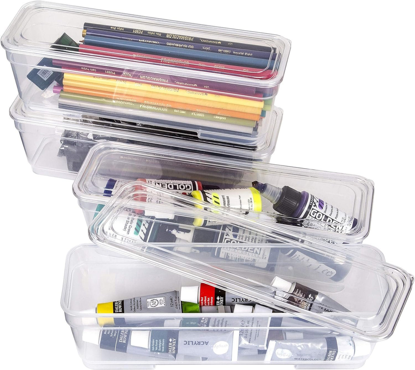 ArtBin 6969AG Bins with Lids 3-Pack, [3] Small Art & Craft Organizer Boxes, Clear