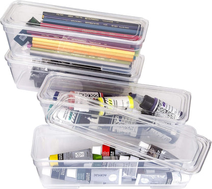 ArtBin 6969AG Bins with Lids 3-Pack, [3] Small Art & Craft Organizer Boxes, Clear