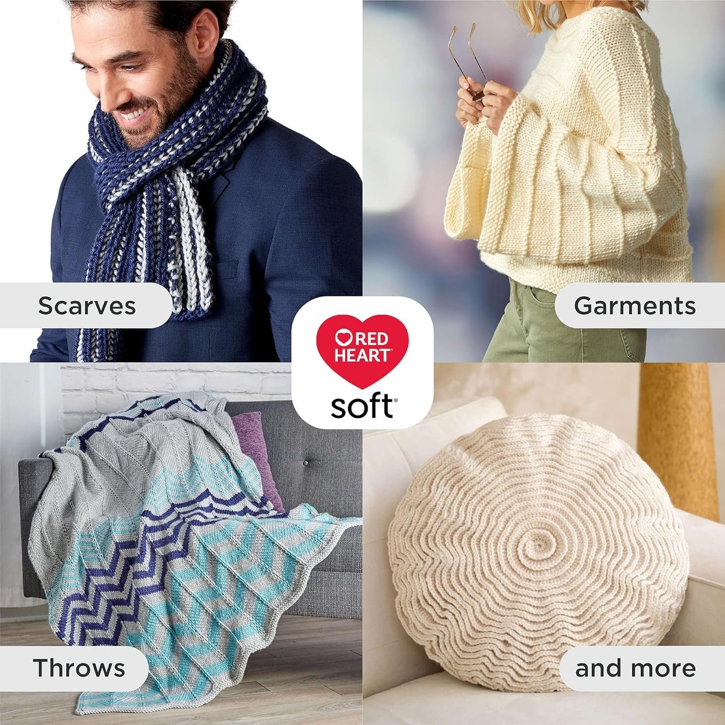 Red Heart Soft Off White Yarn - 3 Pack of 141g/5oz - Acrylic - 4 Medium (Worsted) - 256 Yards - Knitting/Crochet