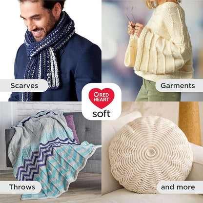 Red Heart Soft Off White Yarn - 3 Pack of 141g/5oz - Acrylic - 4 Medium (Worsted) - 256 Yards - Knitting/Crochet