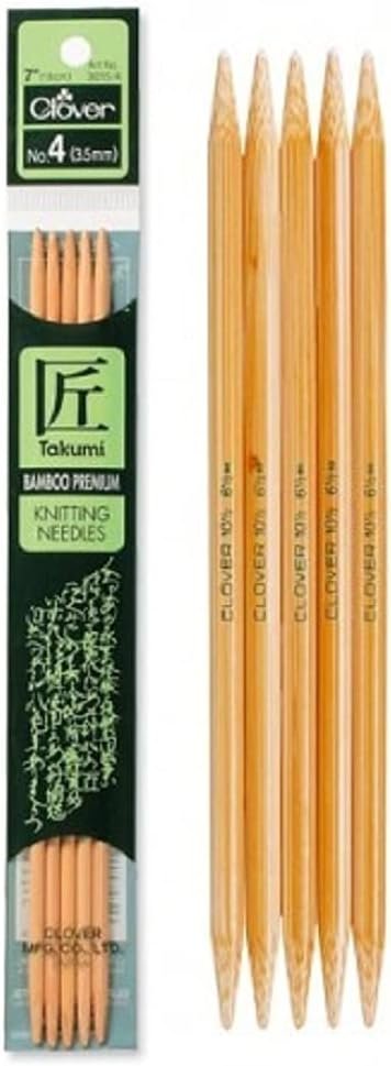 Clover 72681 Bamboo Double Point Knitting Needles 7 in. 5-Pkg-Size 2