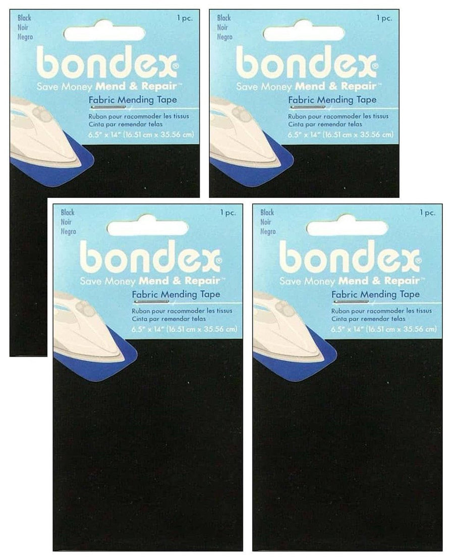 Bondex Iron-On Mending Fabric 6-1/2"X14"-Black (4 Pack)