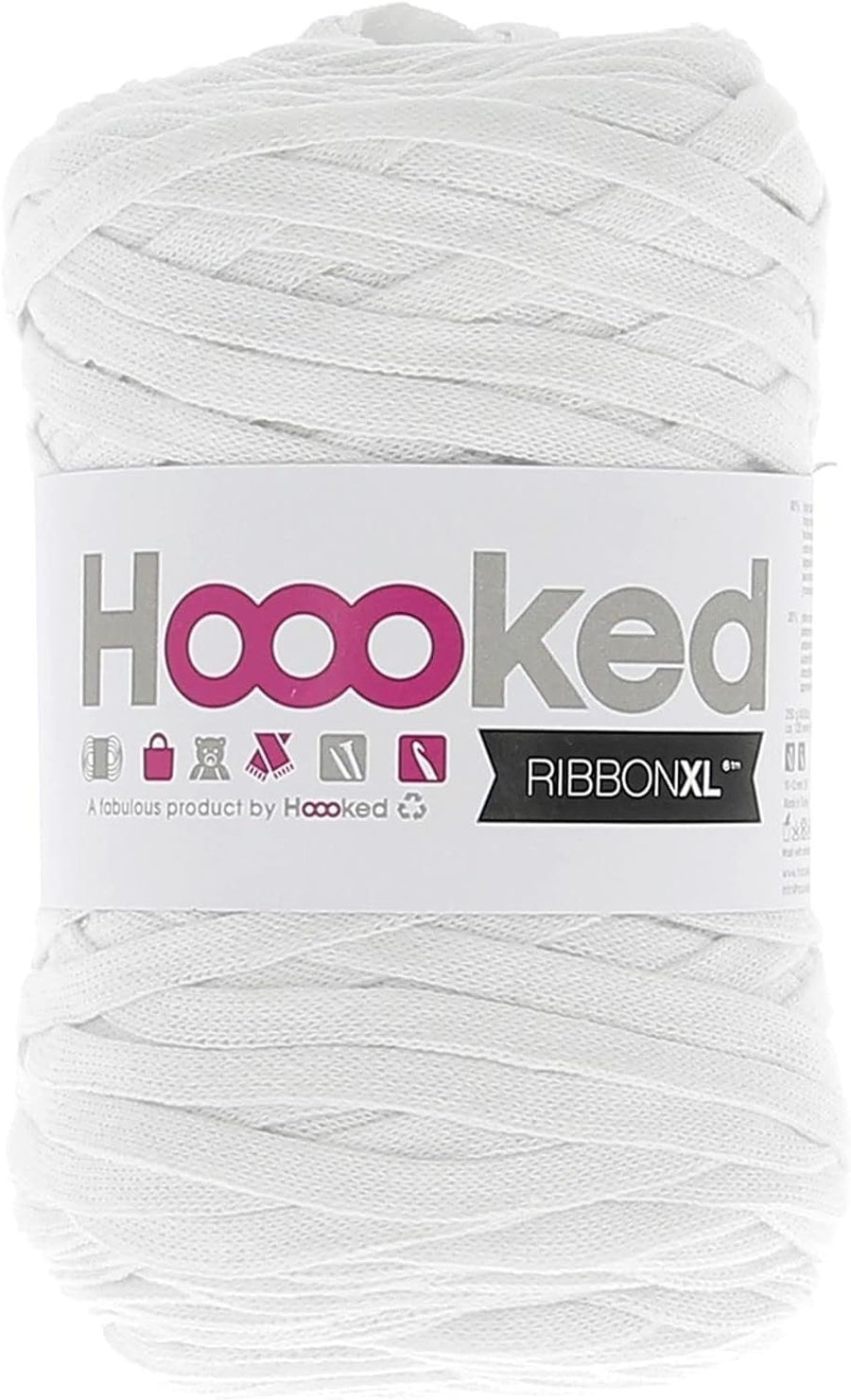 Hoooked RXL-50 Ribbon XL Yarn-Optic White, 120 m