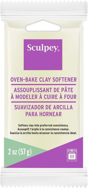 Sculpey Oven Bake Clay Softener, Non Toxic, 2 oz. bar. No pigment so it will not affect clay color as you soften. Transforms the texture of firm clay into the Great, soft consistency.