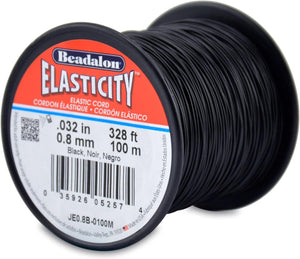 Beadalon Elasticity Stretch Cord, 0.8 mm / .032 in, Black, 100 m / 328 ft