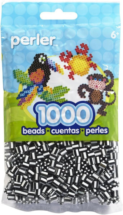 Perler Beads Fuse Beads for Crafts, 1000pcs, Striped Black and White