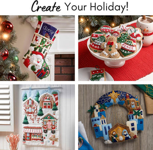 Bucilla Counted Cross Stitch Ornament Kit, 3.5 by 3.5-Inch, 86261 More Tiny Stockings (Set of 30)