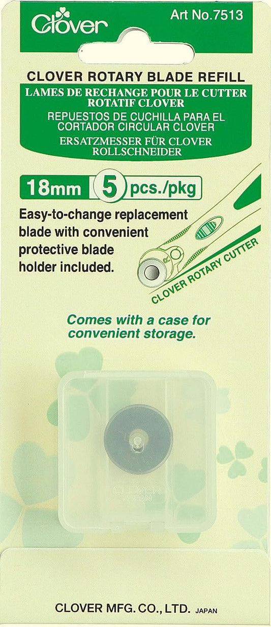 Clover Rotary Blade Refill Pack x 5, 18mm x5, Silver