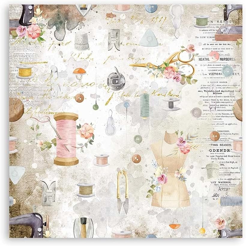 STAMPERIA INTERNATIONAL, KFT Stamperia-Scrapbooking Pad-Romantic Threads, 12 x 12 inches, Multicoloured
