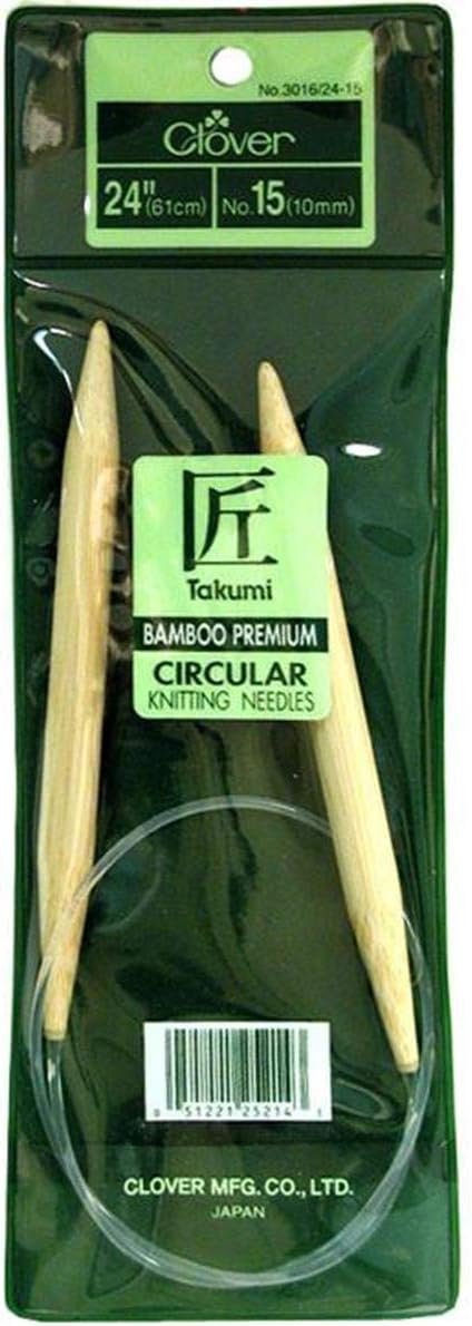 Clover 3016/24-13, Takumi Bamboo Circular 24 inch Knitting Needles, Size 13