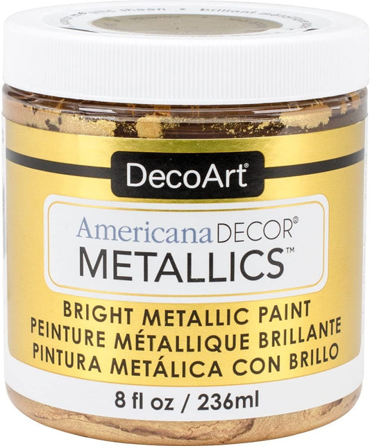 Decoart Ameri Deco MTLC VintBrass Americana Decor Metallics 8oz VintagBrass, 8 Fl Oz (Pack of 1), 8 Count