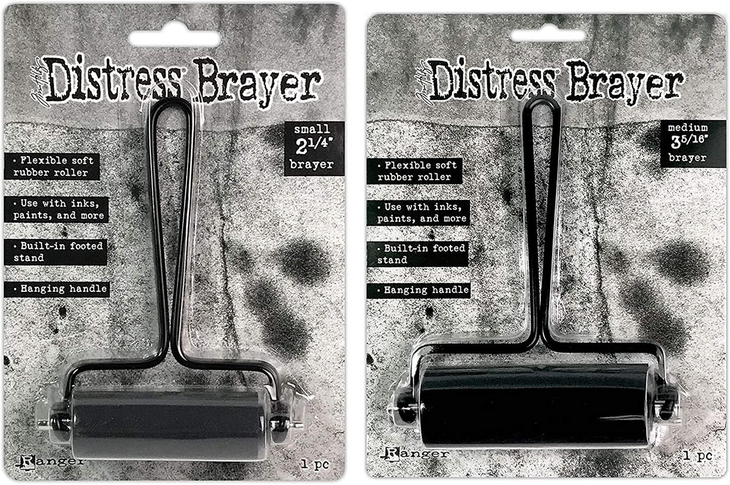 Tim Holtz Distress Brayers - Bundle of 2 - Medium (3 5/16) and Small (2 1/4) (TDA75554,TDA75547)