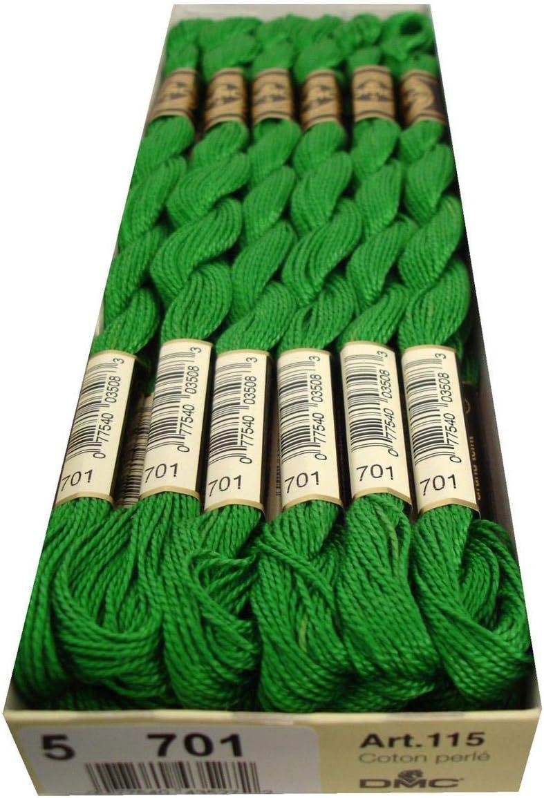 DMC 115 5-701 Pearl Cotton Thread, Light Green, Size 5