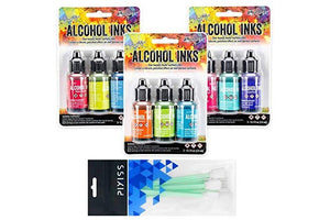 Ranger Tim Holtz Alcohol Inks Bundle 3, Dockside Picnic, Beach Deco, Spring Break, 10X Pixiss Ink Blending Tools