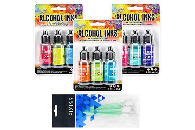 Ranger Tim Holtz Alcohol Inks Bundle 3, Dockside Picnic, Beach Deco, Spring Break, 10X Pixiss Ink Blending Tools