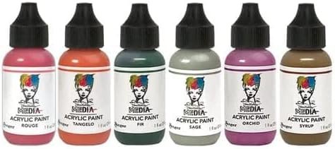 Dina Wakley Media Dina Wakley - 2022 Heavy Body Acrylic Paints - Rouge, Fir, Orchid, Sage, Syrup & Tangelo - 6 Bottle Set