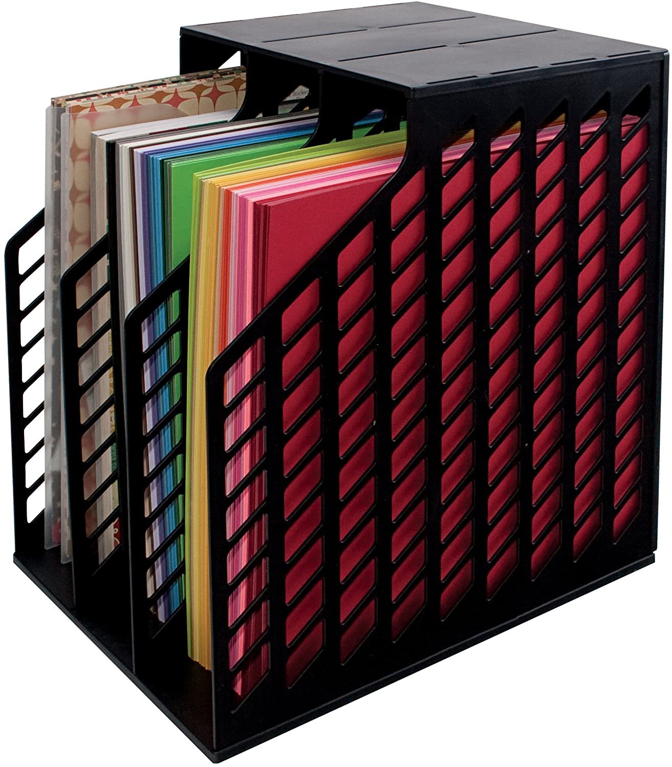 Advantus Storage Studios Easy Access Paper Holder with 3-Slots, 9.5 x 13.5 x 14.5 Inches, Black (CH92579)