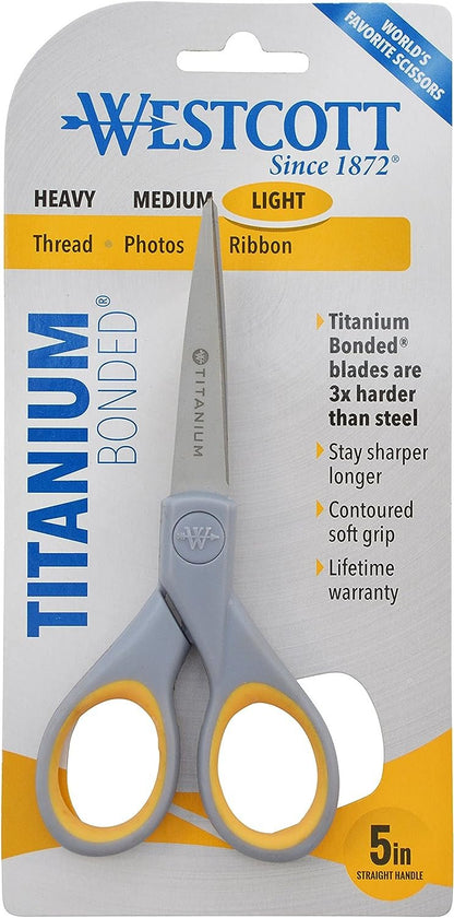 Westcott Pointed Titanium Bonded Scissors with Soft Grip Handles
