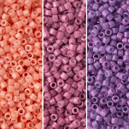 Delica Seed Beads Bundle: Size 11/0, Purple Opaque Palette Collection DB660, DB1363, DB1376-3 Tubes of 7.2 Grams ea