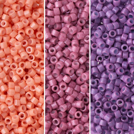 Delica Seed Beads Bundle: Size 11/0, Purple Opaque Palette Collection DB660, DB1363, DB1376-3 Tubes of 7.2 Grams ea