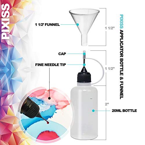 Jacquard Pinata Metals Bundle - Brass and Copper Colors (4-Ounce Bottles), 3 Pixiss 20ml Needle Tip Applicator and Refill Bottles and 1.5 inch Funnel Bundle for Yupo and Resin