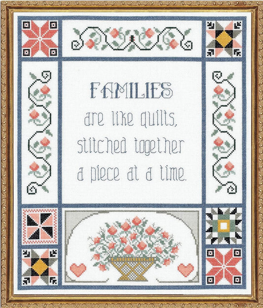 Janlynn 21-1743 Families are Like Quilts Counted Cross Stitch Kit, 13 by 15-Inch, Multi-Colored