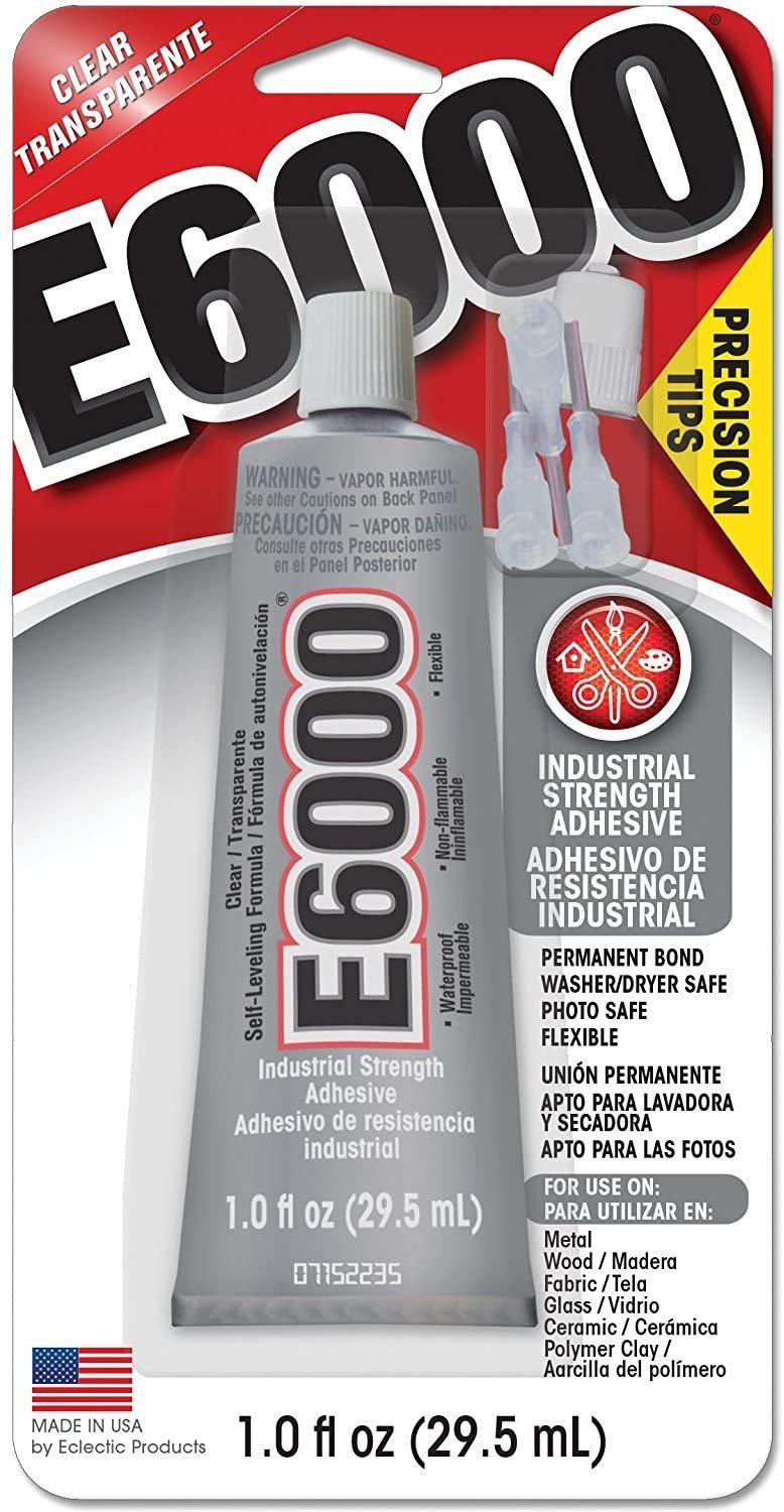 E6000 1-Ounce Tube with Precision Tips Industrial Strength Adhesive for Crafting and Pixiss Wooden Art Dotting Stylus Pens 5 pcs Set - Rhinestone Applicator Kit